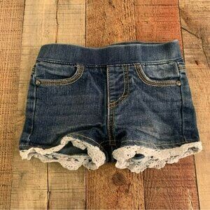 Vigoss girls denim jean shorts with embroidered lace hem -2T